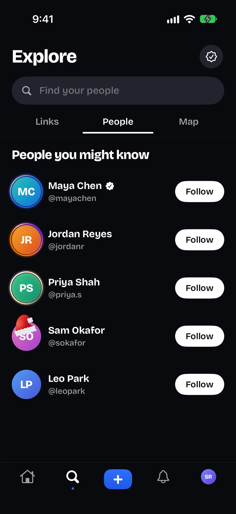 Explore, showing people you might know.